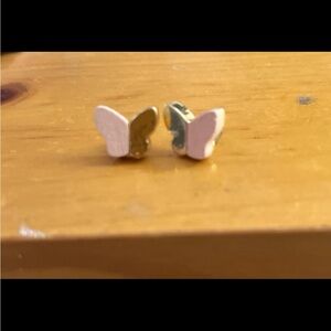 Pink and Gold Butterfly Earrings